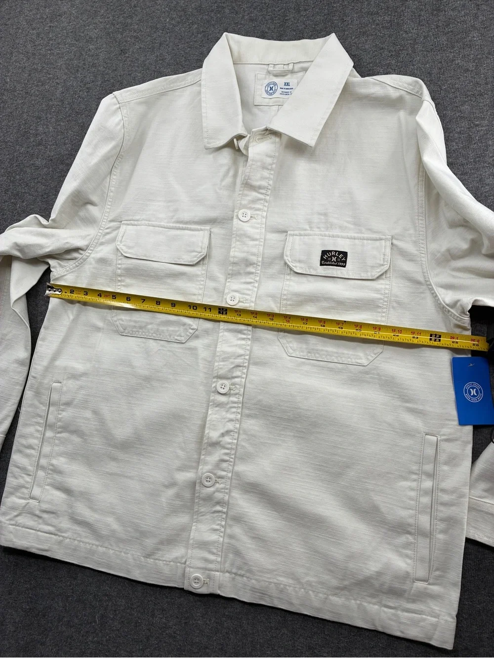 Hurley Men's Cream Button-Front Jacket Jean Utility Barn Coat